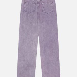 Distressed Washed Straight-Leg Jeans for Y2K Aesthetic and Grunge Style Outfits