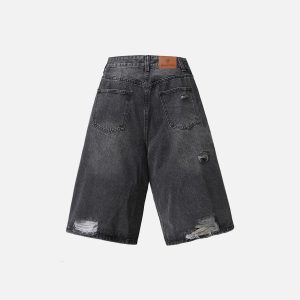 Distressed Washed Y2K Denim Jorts for Trendy Grunge and Coquette Aesthetic Outfits