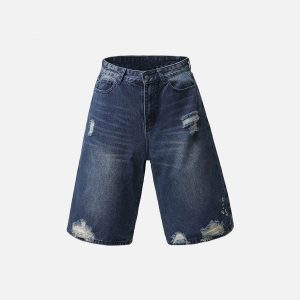 Distressed Washed Y2K Denim Jorts for Trendy Grunge and Coquette Aesthetic Outfits