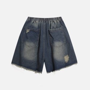 Distressed Washed Y2K Denim Jorts for Trendy Grunge and Coquette Aesthetic Outfits