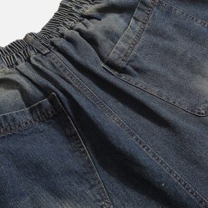 Distressed Washed Y2K Denim Jorts for Trendy Grunge and Coquette Aesthetic Outfits