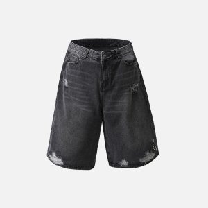 Distressed Washed Y2K Denim Jorts for Trendy Grunge and Coquette Aesthetic Outfits