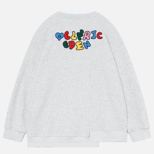 Dottie Print Y2K Sweatshirt - Cute and Comfy Top for Coquette and Grunge Aesthetic Styles