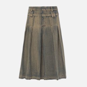 Double Waist Washed Cargo Skirt - Y2K Aesthetic Essential for Trendy Outfits