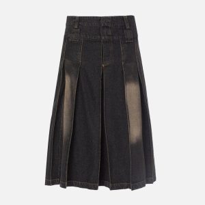 Double Waist Washed Cargo Skirt - Y2K Aesthetic Essential for Trendy Outfits