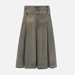 Double Waist Washed Cargo Skirt - Y2K Aesthetic Essential for Trendy Outfits