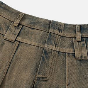 Double Waist Washed Cargo Skirt - Y2K Aesthetic Essential for Trendy Outfits