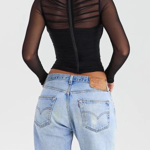 Draped in Delight Y2K Mesh Tee - Cute Top for Coquette Aesthetic and Grunge Style