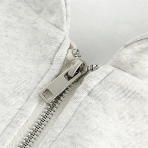 Edgy Urban Y2K Zip-Up Hoodie for Grunge Aesthetic and Coquette Style Outfits