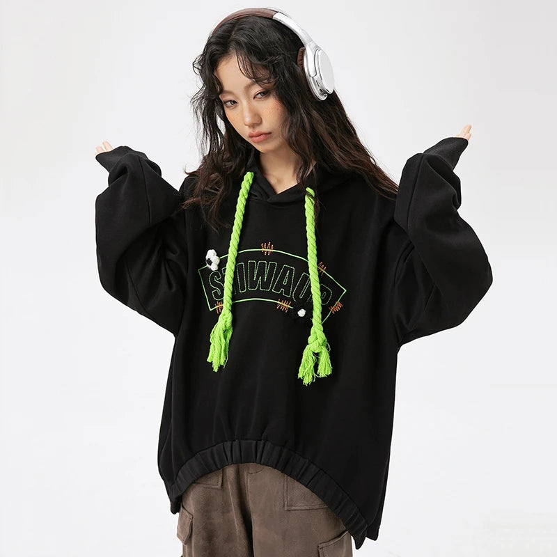 Electric Vibes Y2K Oversized Hoodie - Comfy Grunge Aesthetic for Effortless Style