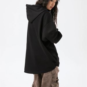 Electric Vibes Y2K Oversized Hoodie - Comfy Grunge Aesthetic for Effortless Style