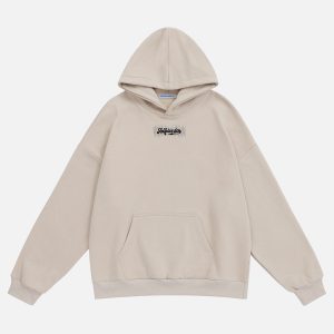 Embroidered Basic Hoodie: Y2K Aesthetic Essential for Cozy, Cute Outfits