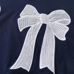 Embroidered Bow Polo Tee - Y2K Aesthetic Top for Coquette and Preppy Styles