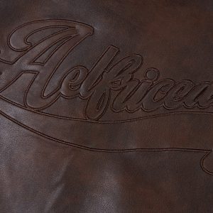 Embroidered Fold-Over Faux Leather Jacket for Y2K Aesthetic and Grunge Style Outfits