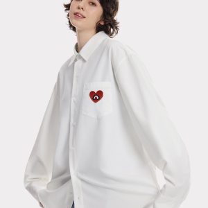 Embroidered Heartie Long Sleeve Top - Y2K Aesthetic Cute Shirt for Stylish Outfits