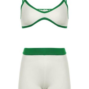 Emerald Contrast Y2K Bikini Set - Trendy Coquette Aesthetic Swimwear for Summer Vibes