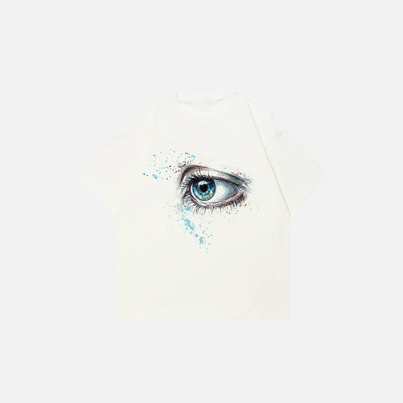 Ethereal Gaze Artistic Eye Tee - Y2K Aesthetic Graphic Top for Unique Style