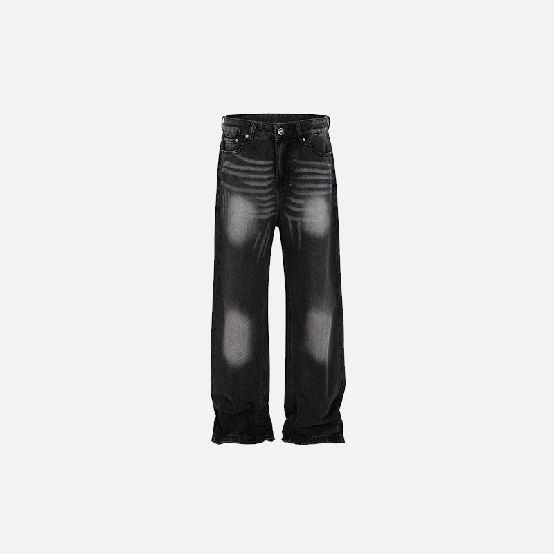 Faded Black Y2K Denim Jeans for Grunge Aesthetic Outfits and Vintage Style Looks