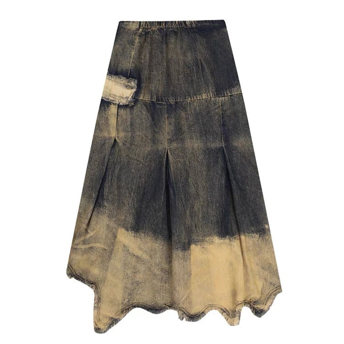 Fairy Grunge Aesthetic Washed Long Denim Skirt for Y2K Fashion Lovers