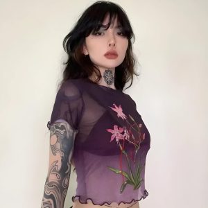 Fairycore Aesthetic Lily Sheer Top - Ethereal Style for Enchanting Outfits