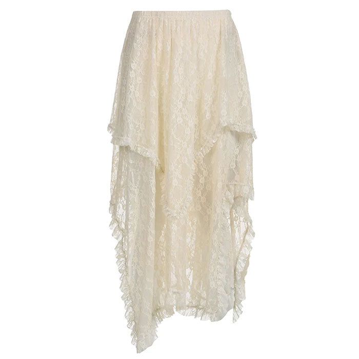 Fairycore Asymmetrical Lace Skirt - Y2K Aesthetic Layered Design for Enchanting Outfits