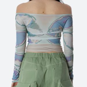 Fairycore Butterfly Mesh Top - Ethereal Aesthetic Blouse for Enchanting Outfits