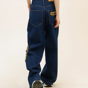 Feel The Burn Y2K Cut-Out Jeans - Trendy Grunge Style with Aesthetic Appeal