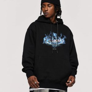 Fire Wave Graphic Hoodie - Y2K Aesthetic Comfy Hoodie for Trendy Outfits