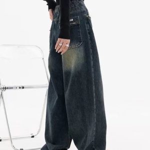 Flair and Flavor Y2K Denim Cargo Pants for Trendy Coquette and Grunge Aesthetic Outfits