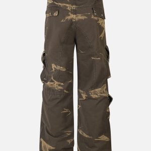 Flame Print Y2K Cargo Pants for Edgy Grunge Aesthetic Outfits and Statement Looks