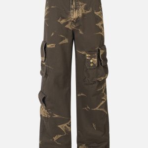 Flame Print Y2K Cargo Pants for Edgy Grunge Aesthetic Outfits and Statement Looks