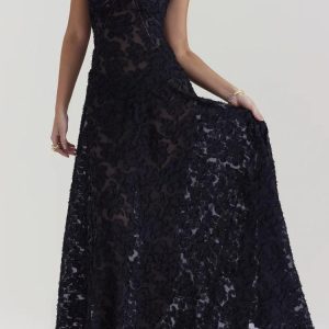 Floral Lace Up Maxi Dress - Y2K Aesthetic Boho Style for Effortless Chic Looks