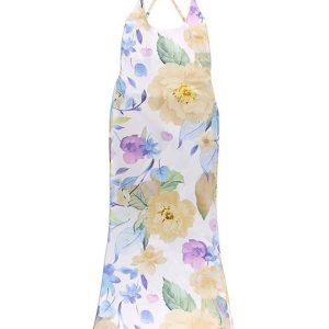 Floral Print Spaghetti Strap Midi Bodycon Dress in Y2K Aesthetic Style