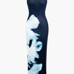 Floral Print Y2K Aesthetic Slip Maxi Dress for Effortless Coquette Style