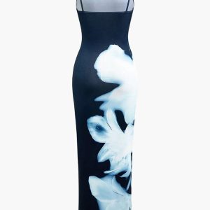 Floral Print Y2K Aesthetic Slip Maxi Dress for Effortless Coquette Style