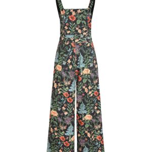 Floral Print Y2K Aesthetic Wide Leg Overall Jumpsuit for Trendy Coquette Style