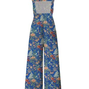 Floral Print Y2K Aesthetic Wide Leg Overall Jumpsuit for Trendy Coquette Style