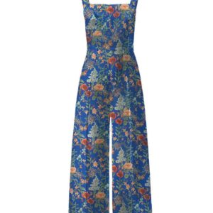 Floral Print Y2K Aesthetic Wide Leg Overall Jumpsuit for Trendy Coquette Style