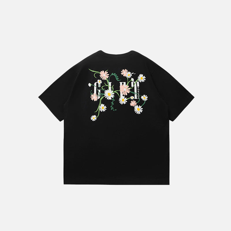 Floral Print Y2K Oversized T-Shirt for a Cute Coquette Aesthetic Look