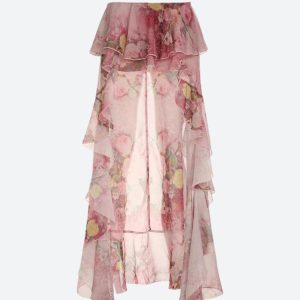 Floral Ruffled Mesh Mullet Skirt - Y2K Aesthetic Layered Style for Trendy Outfits