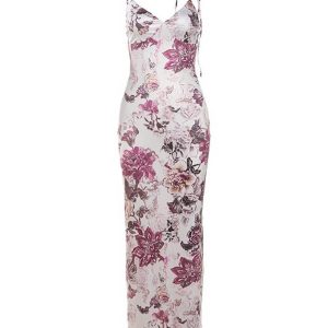 Floral V-Neck Cami Maxi Dress - Y2K Aesthetic Summer Style for Effortless Elegance