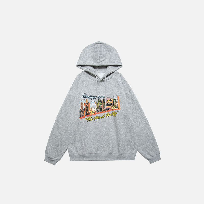 Florida Fleece Letter Print Hoodie - Y2K Aesthetic Comfy Layer for Trendy Outfits