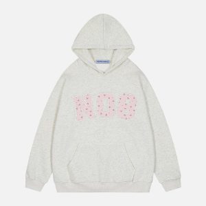 Flower Embroidery Y2K Hoodie - Cute Pastel Aesthetic Top for Cozy Style