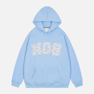 Flower Embroidery Y2K Hoodie - Cute Pastel Aesthetic Top for Cozy Style