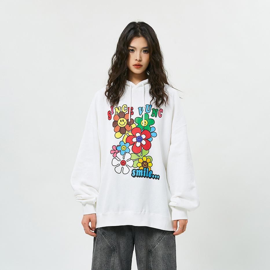 Flower Season Y2K Aesthetic Loose Hoodie - Comfy and Cute for Effortless Style