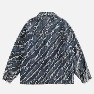 Fringe Denim Jacket - Y2K Aesthetic Grunge Style Outerwear for Trendy Outfits