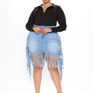 Fringe Denim Mini Skirt - Y2K Aesthetic Grunge Style with Vintage Vibes and Cute Details