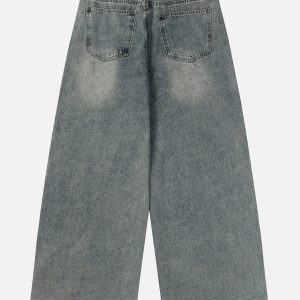 Fringe Patchwork Y2K Jeans for a Grunge Aesthetic Look and Comfy Style