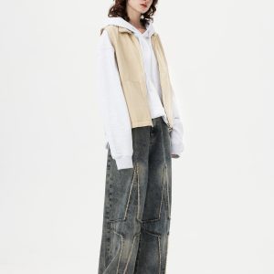 Fringe Star Y2K Loose Jeans for a Trendy Grunge Aesthetic Look