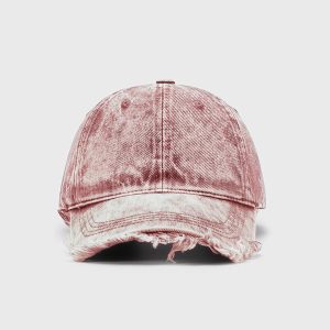 Fringe Washed Denim Cap - Y2K Aesthetic Accessory for Grunge and Coquette Styles